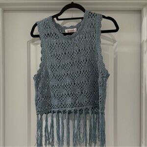 Shyanne Light Blue Crochet Top
